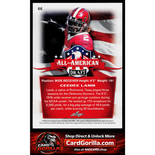 2020 Leaf Draft #66 CeeDee Lamb Gold