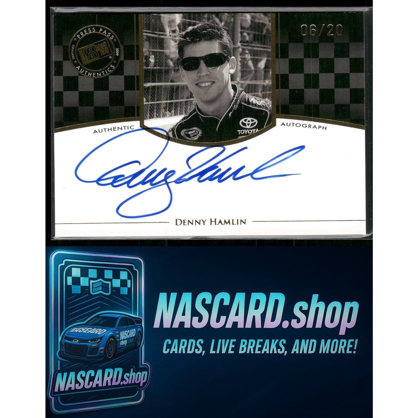 2009 Press Pass Legends Denny Hamlin Autographs Gold #/20 - Card Gorilla