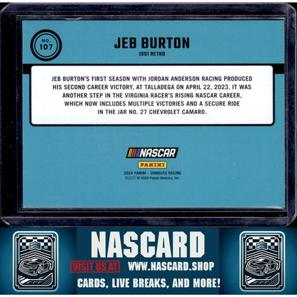 2024 Donruss #107 Jeb Burton Purple #/99 - NASCARD.shop