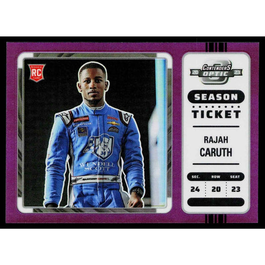 2023 Panini Chronicles #19 Rajah Caruth Contenders Optic Purple #/25 RC