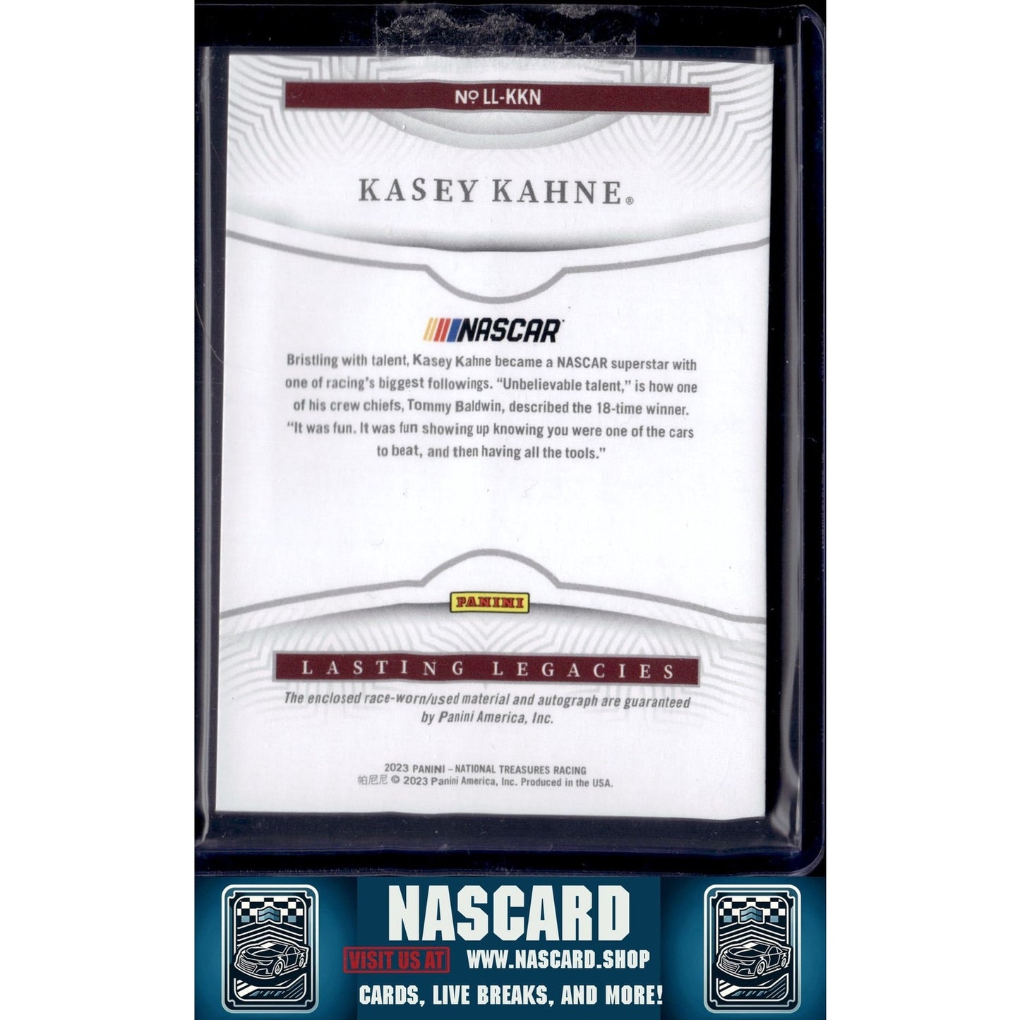 2023 Panini National Treasures #LL-KKN Kasey Kahne Lasting Legacies #/99 - NASCARD.shop