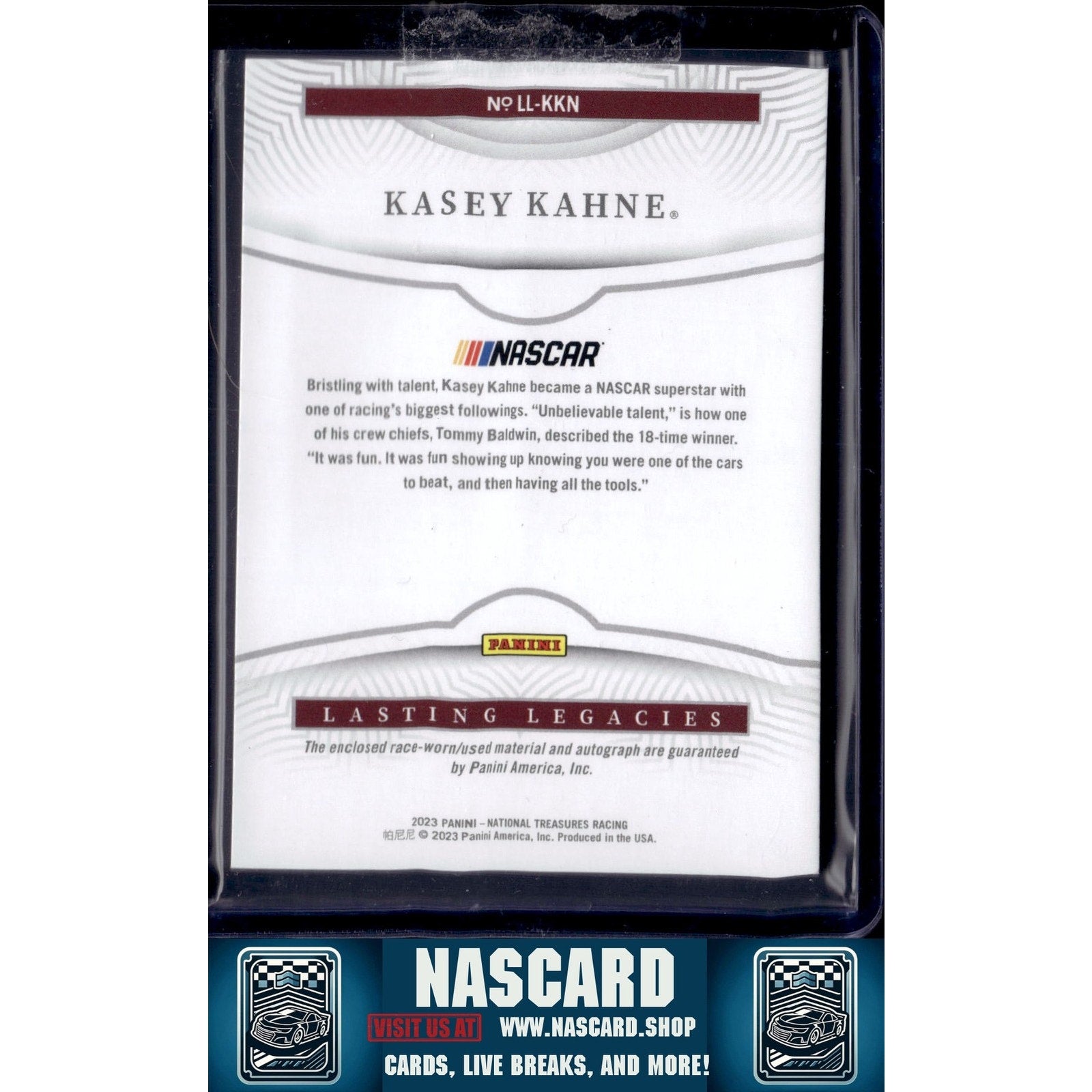 2023 Panini National Treasures #LL-KKN Kasey Kahne Lasting Legacies #/99 - NASCARD.shop