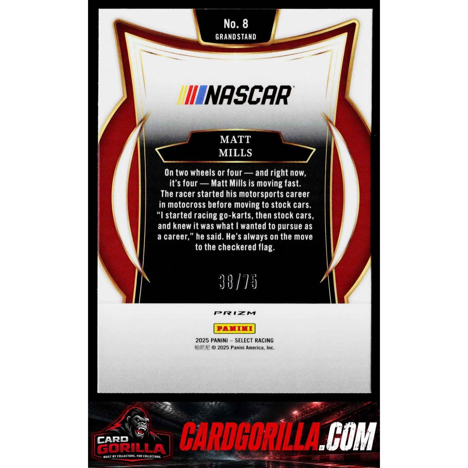 2025 Panini Select #8 Matt Mills Neon Green Prizms #/75