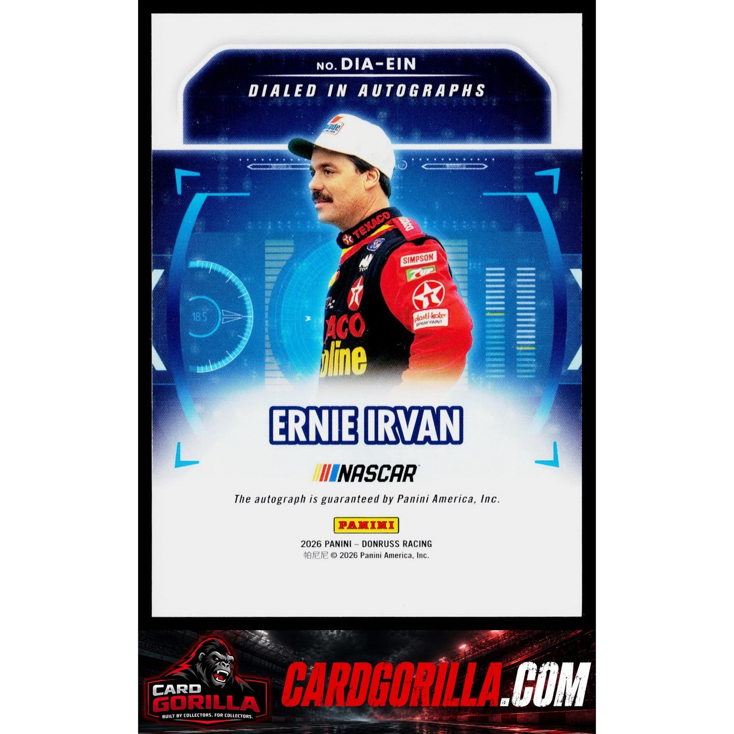 2026 Donruss #DIA-EIN Ernie Irvan Dialed In Autographs Orange Ice