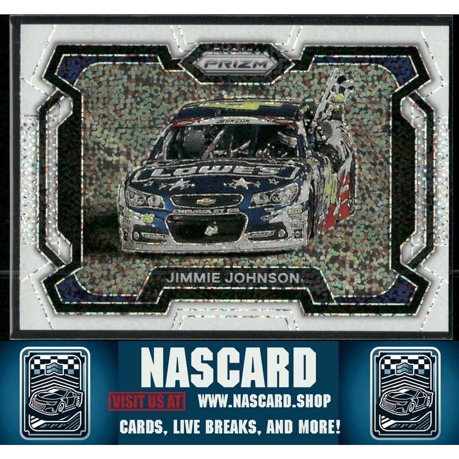 2024 Panini Prizm - Base Rides Jimmie Johnson #18 White Sparkle Prizm - NASCARD.shop