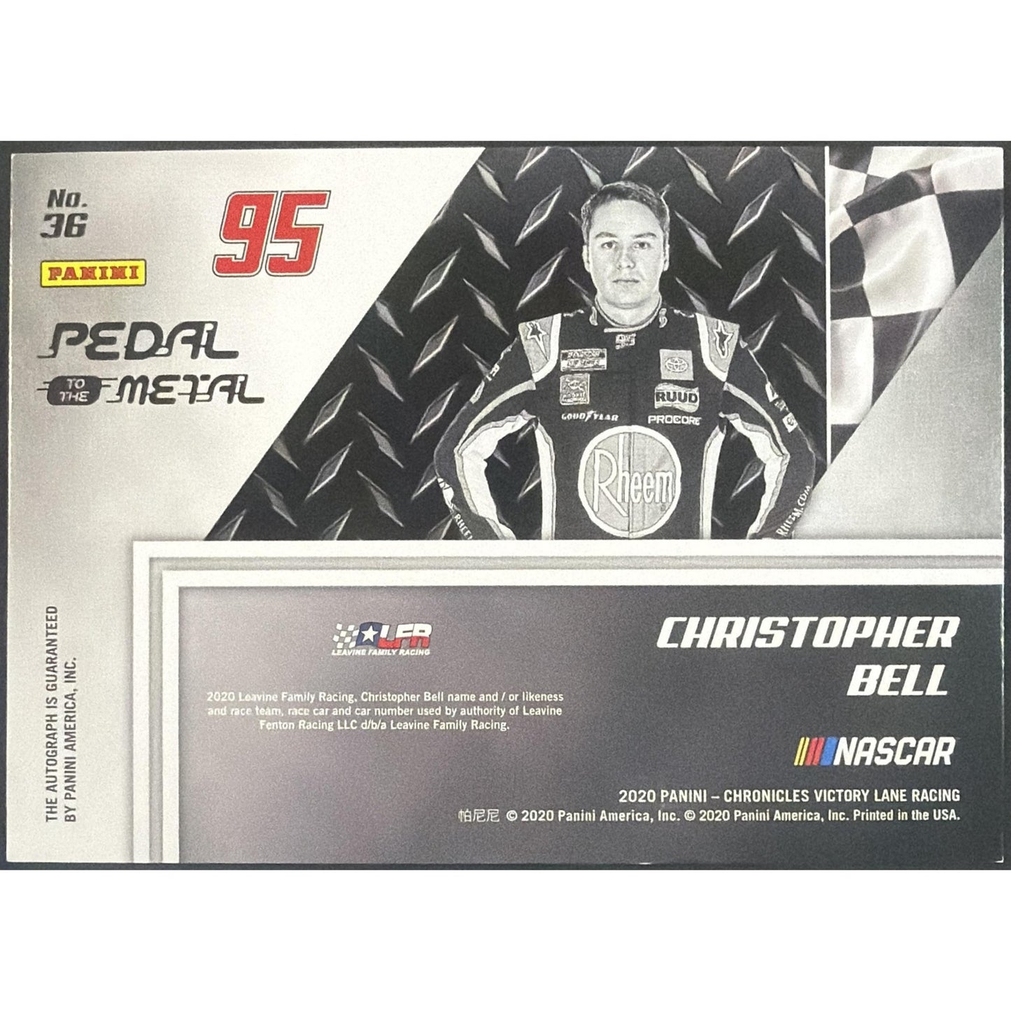 2020 Panini Chronicles Christopher Bell #36 Pedal to the Metal Auto 10/15