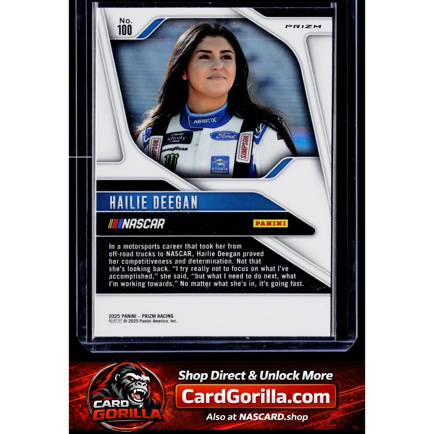 2025 Panini Prizm #100 Hailie Deegan White Sparkle