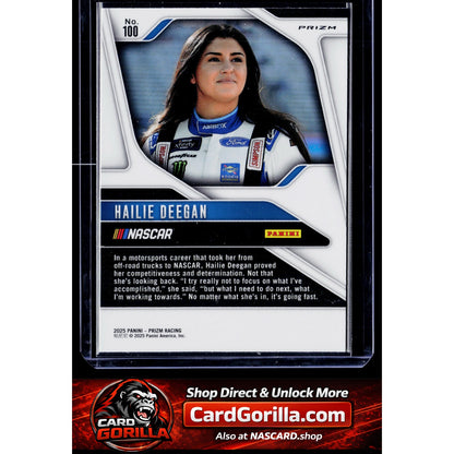 2025 Panini Prizm #100 Hailie Deegan White Sparkle
