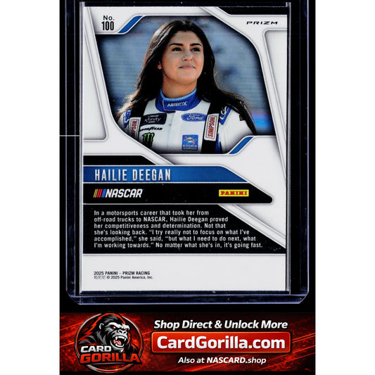 2025 Panini Prizm #100 Hailie Deegan White Sparkle