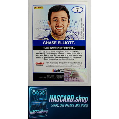 2020 Panini Chronicles #3 Chase Elliott Score Autographs Gold #/5 - Card Gorilla