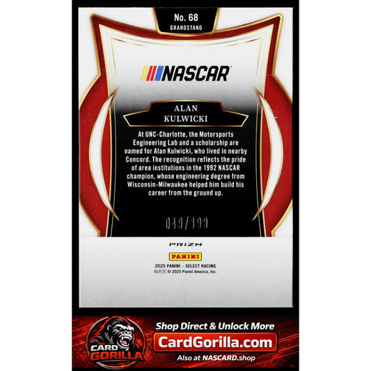 2025 Panini Select #68 Alan Kulwicki Purple Prizms #/199