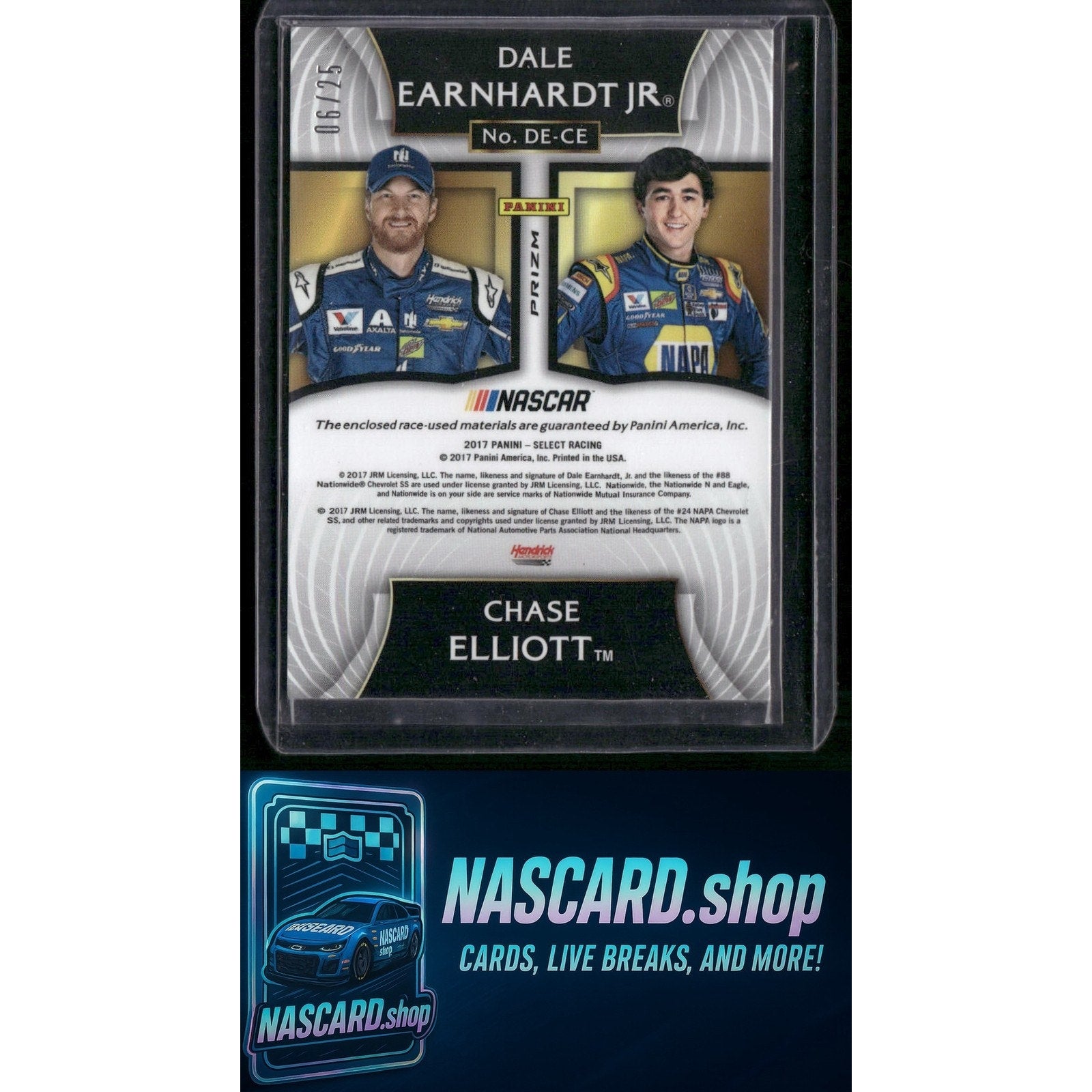 2017 Panini Select Dale Earnhardt Jr Chase Elliott Select Pairs Red Prizms #/25 - Card Gorilla