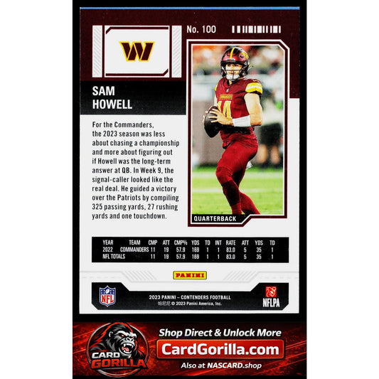 2023 Panini Contenders #100 Sam Howell Retail