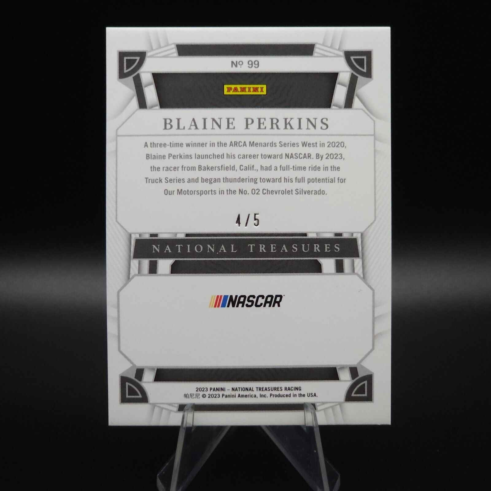 2023 Panini National Treasures - Rookies Green #99 Blaine Perkins /5 (RC) - Card Gorilla