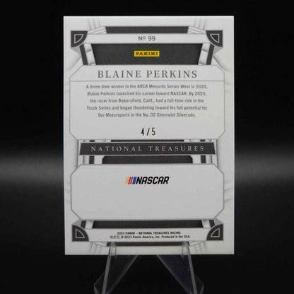 2023 Panini National Treasures - Rookies Green #99 Blaine Perkins /5 (RC) - Card Gorilla