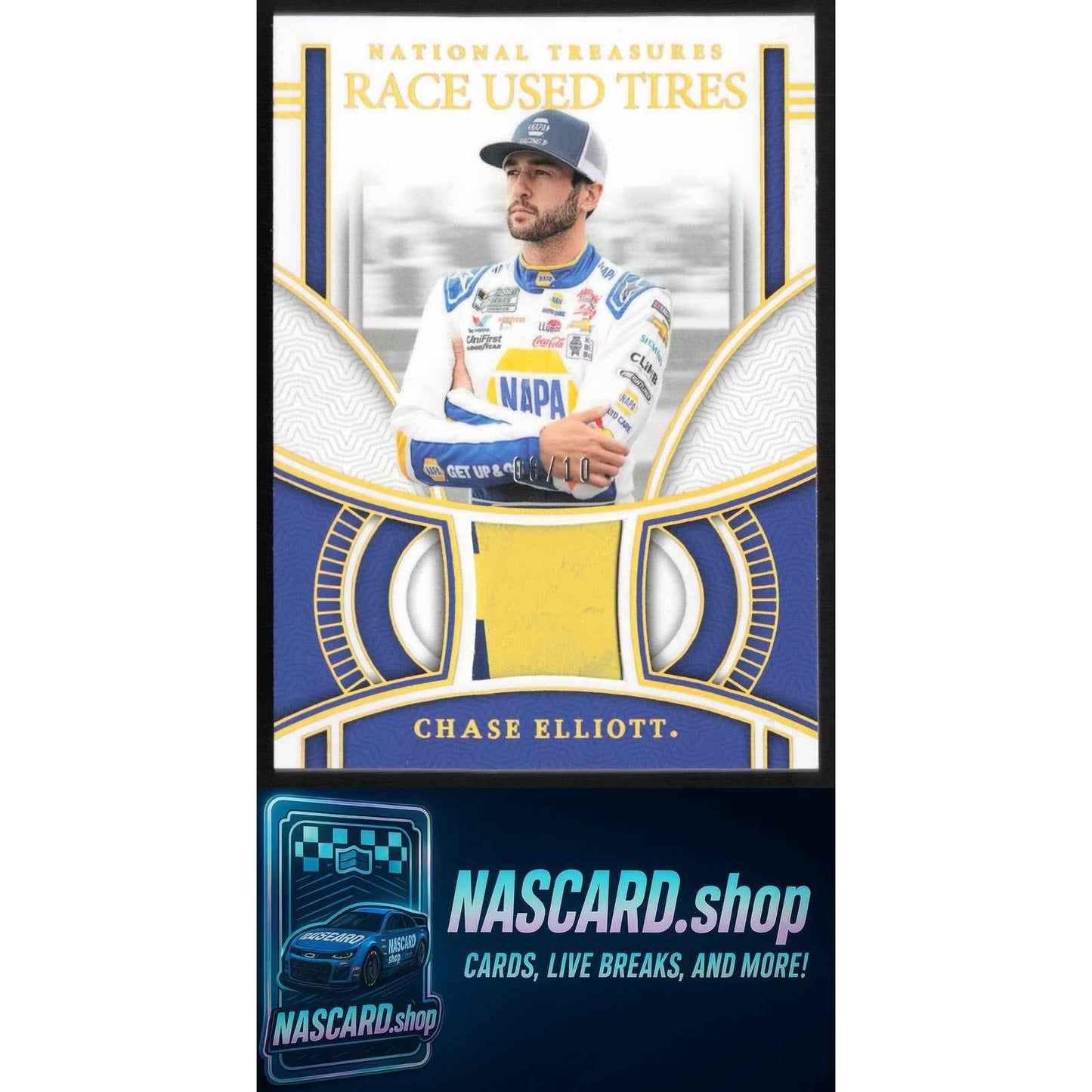 2024 Panini National Treasures Chase Elliott Race Used Tires Holo Gold #/10