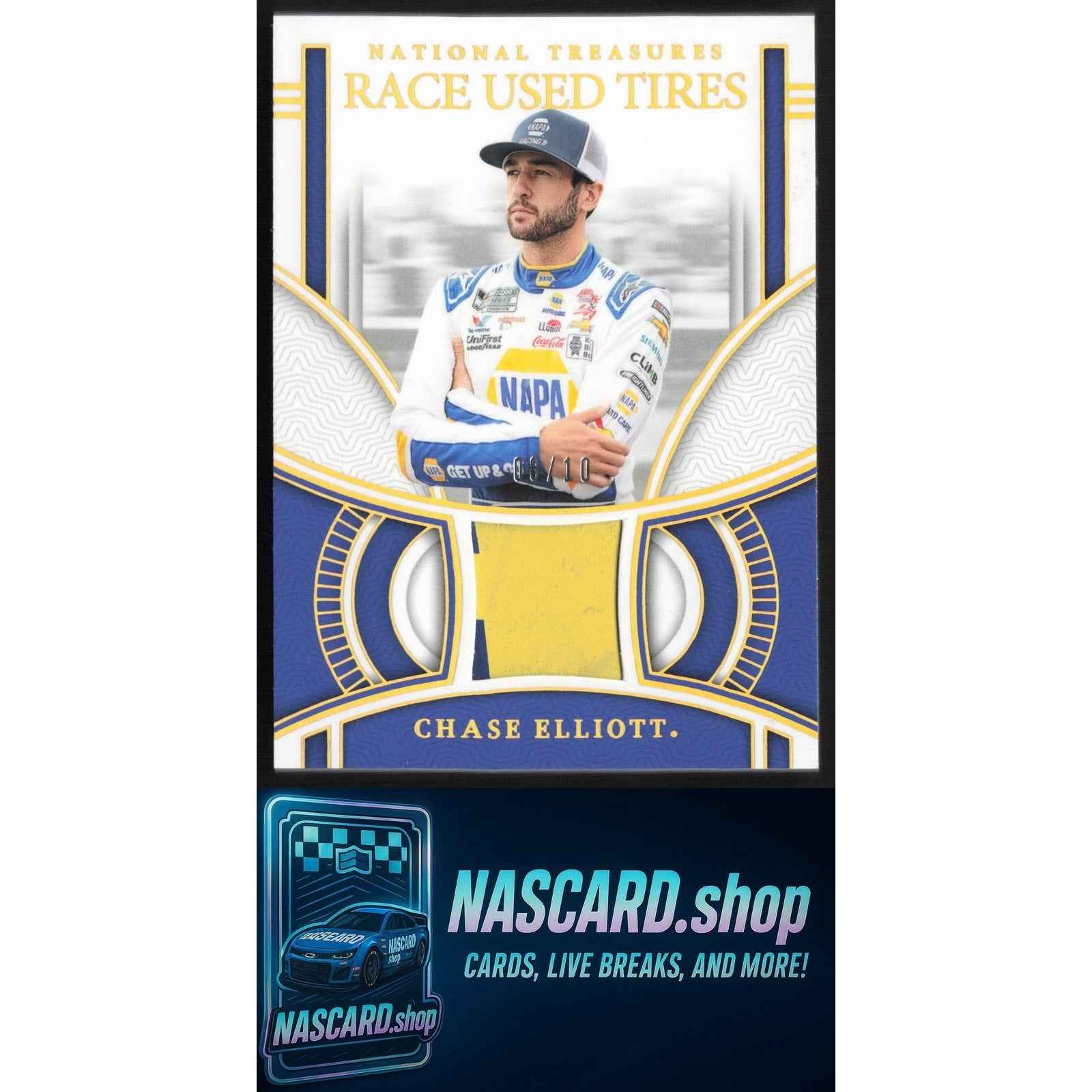 2024 Panini National Treasures Chase Elliott Race Used Tires Holo Gold #/10