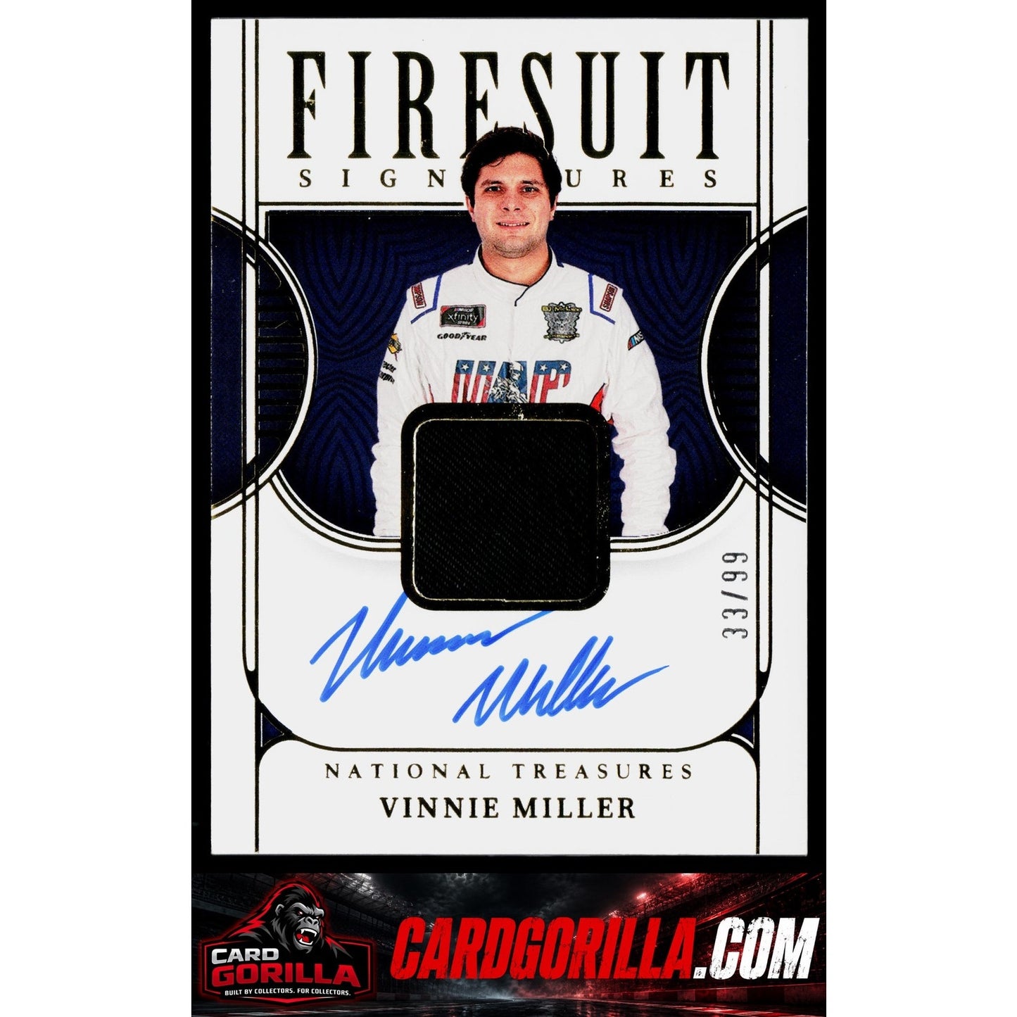 2023 Panini National Treasures #FS-VML Vinnie Miller Firesuit Signatures #/99