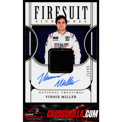 2023 Panini National Treasures #FS-VML Vinnie Miller Firesuit Signatures #/99