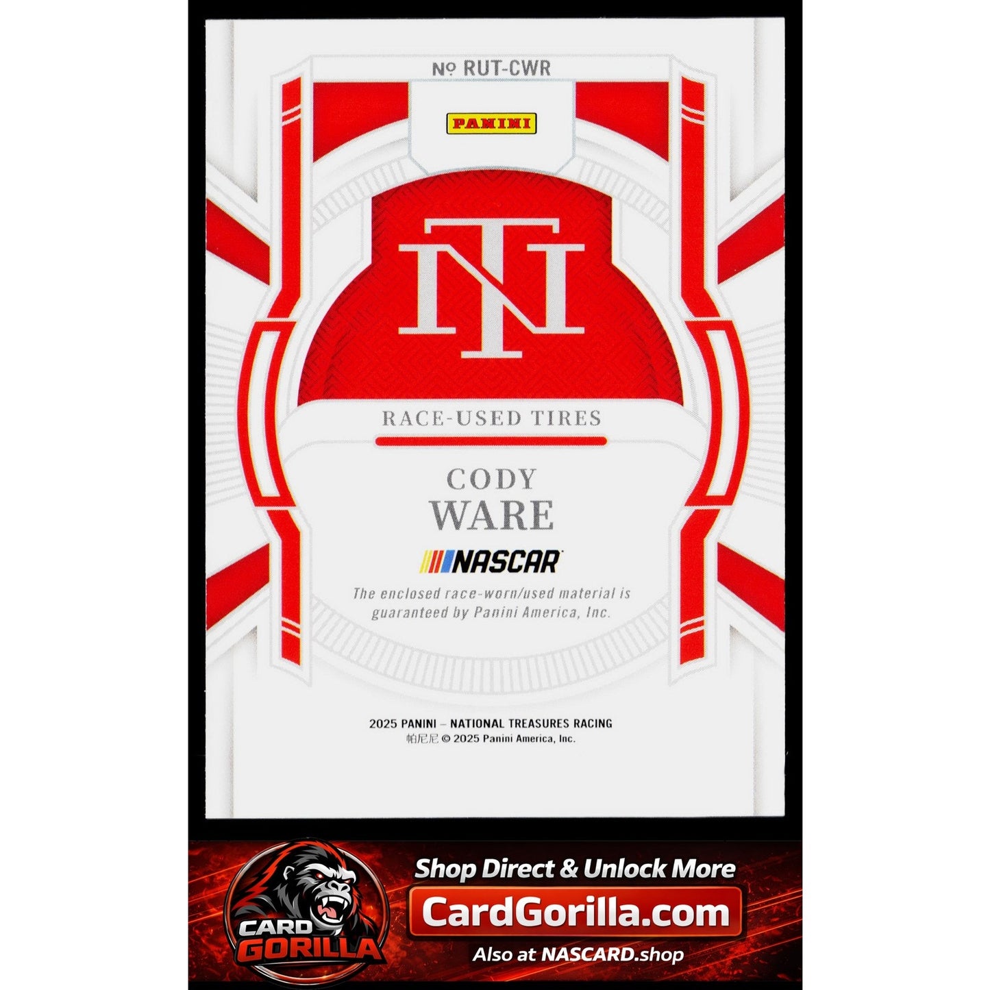 2025 Panini National Treasures #RUT-CWR Cody Ware Race Used Tires #/99