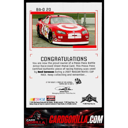 2007 Press Pass Stealth #BA-D 20 Reed Sorenson Battle Armor Drivers #/150