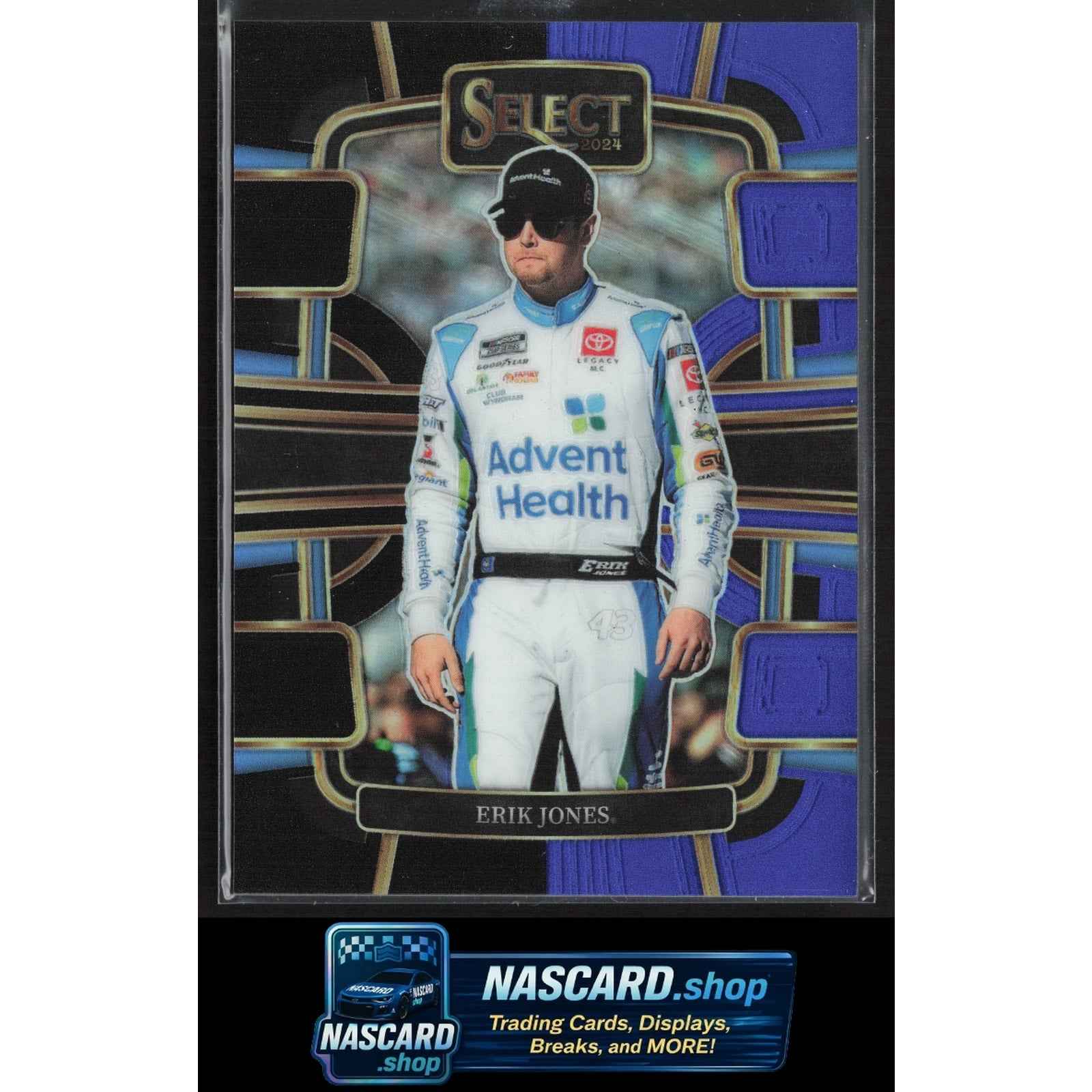 2024 Panini Select #96 Erik Jones Black and Blue Prizms #/49