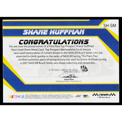 2007 Traks #SH-SM Shane Huffman Top Prospects Sheet Metal #/350