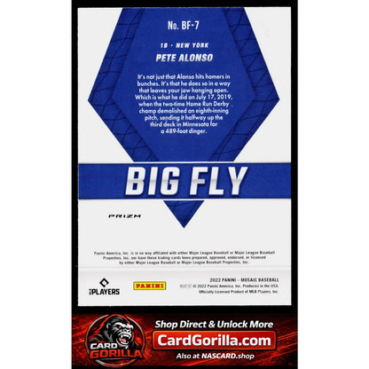 2022 Panini Mosaic #BF-7 Pete Alonso Big Fly Reactive Blue Mosaic #/99