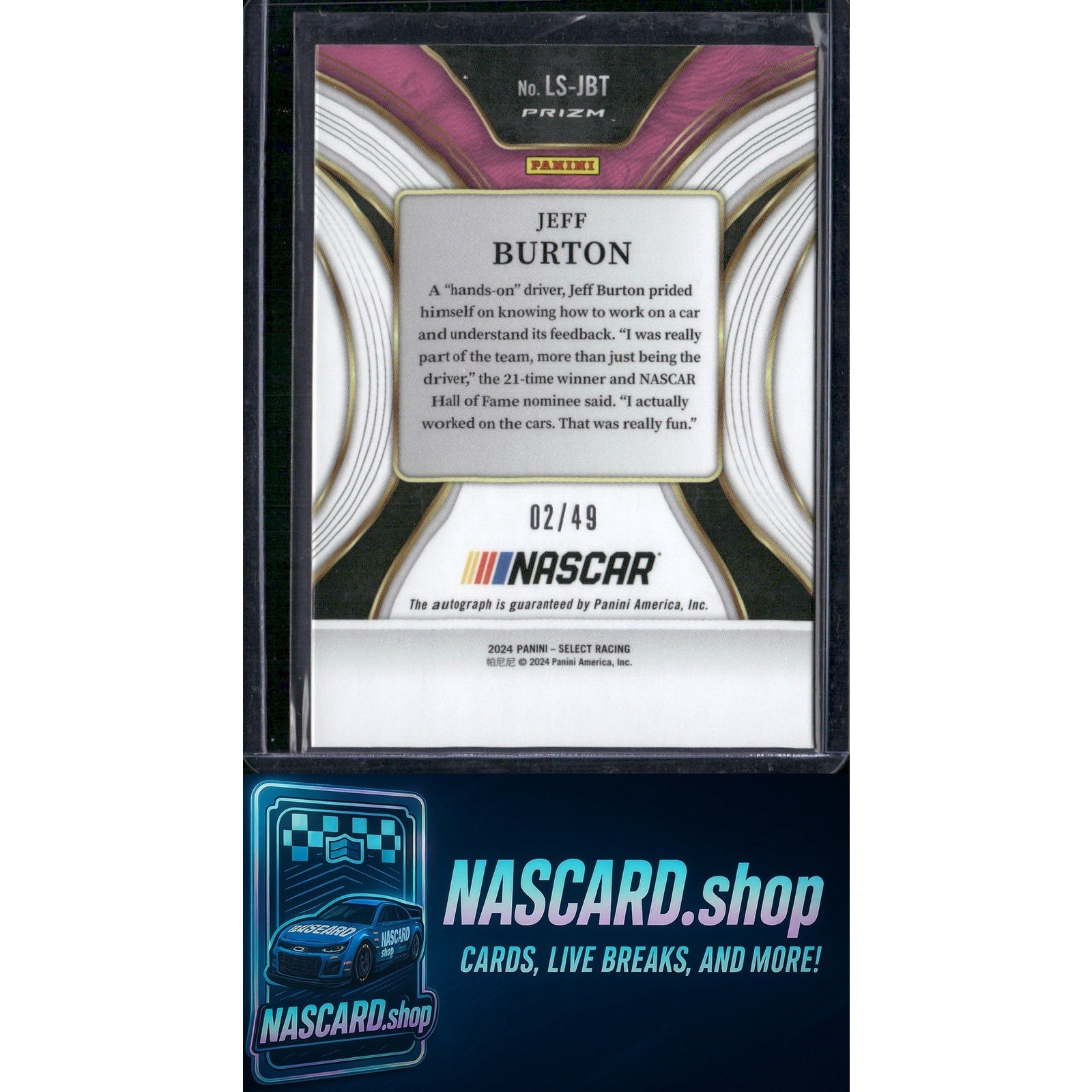 2024 Panini Select #LS-JBT Jeff Burton Legendary Signatures Blue Prizms #/49 - Card Gorilla