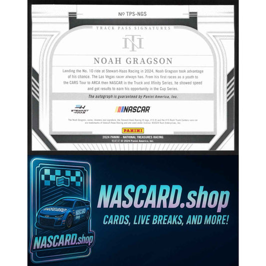 2024 National Treasures Noah Gragson Track Pass Signatures Holo Silver #/25