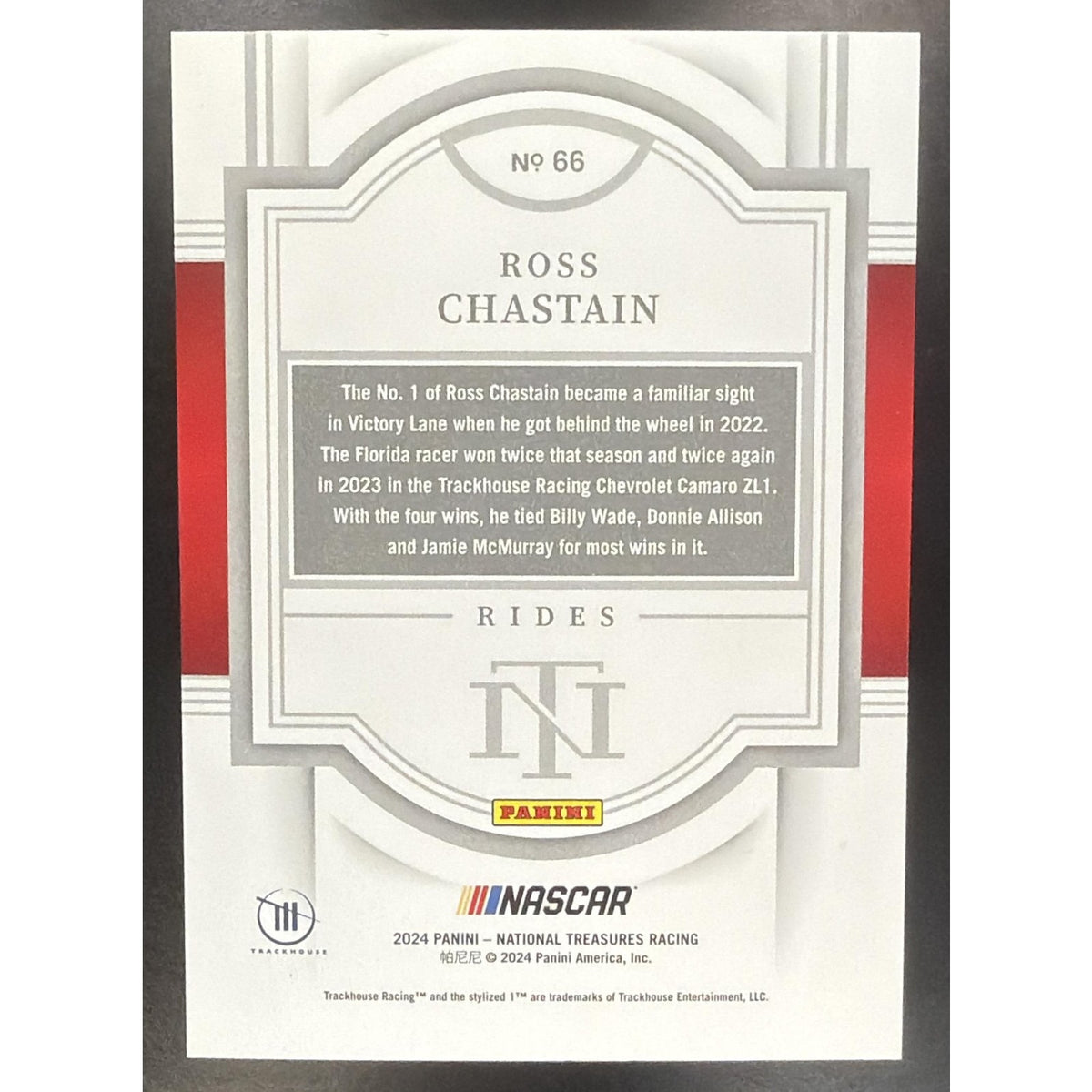 2024 Panini National Treasures Ross Chastain #66 Rides 23/49