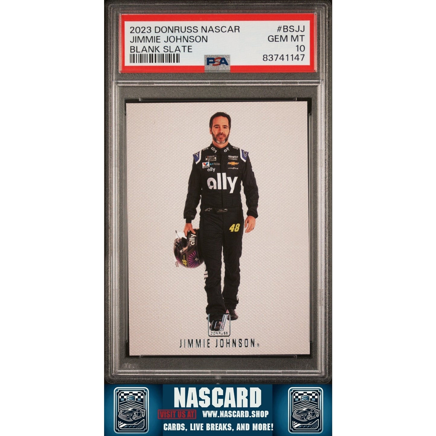 2023 Donruss NASCAR Blank Slate Jimmie Johnson PSA 10 POP 3 - NASCARD.shop