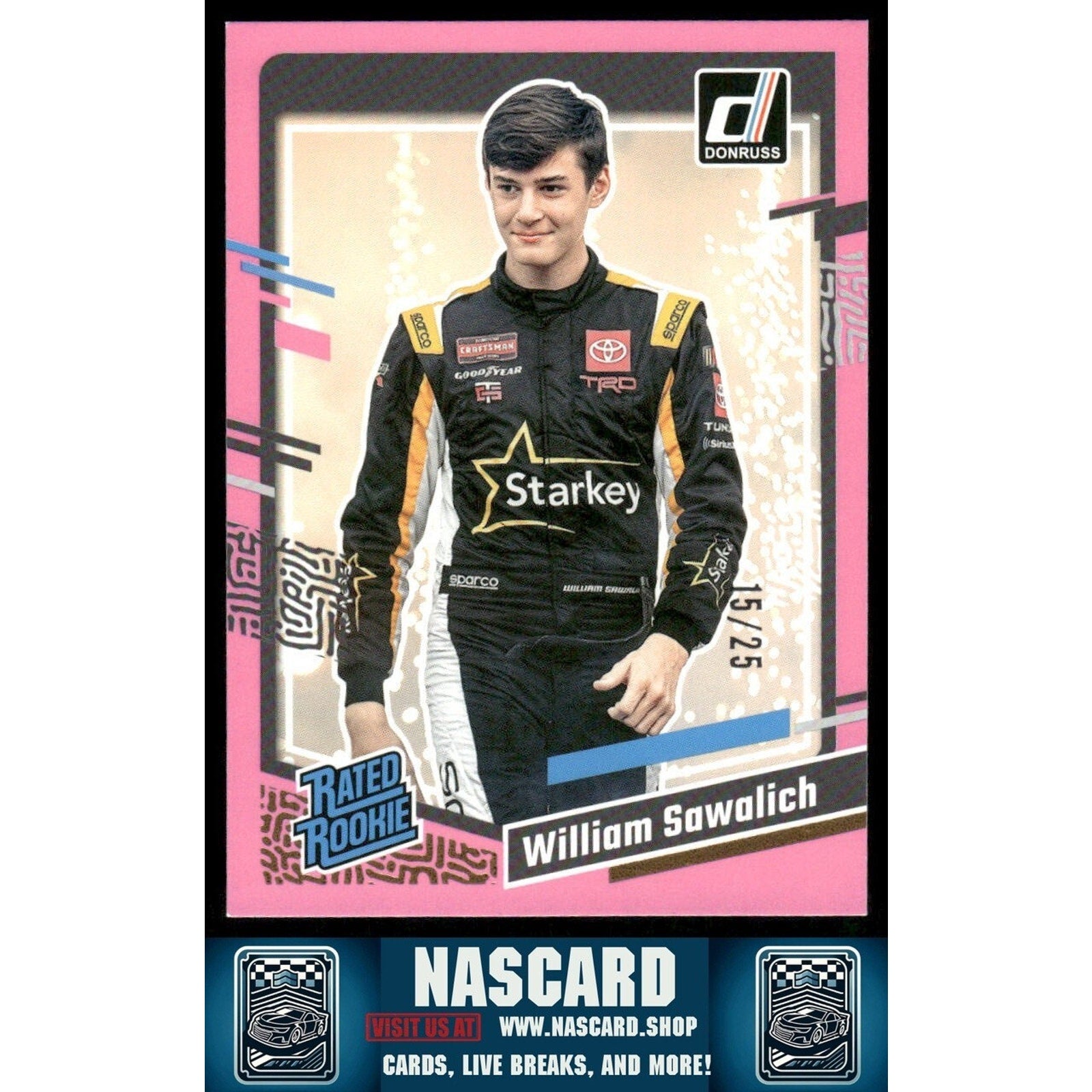 2024 Panini Donruss NASCAR - Rated Rookie William Sawalich #94 Pink /25 (RC) - NASCARD.shop