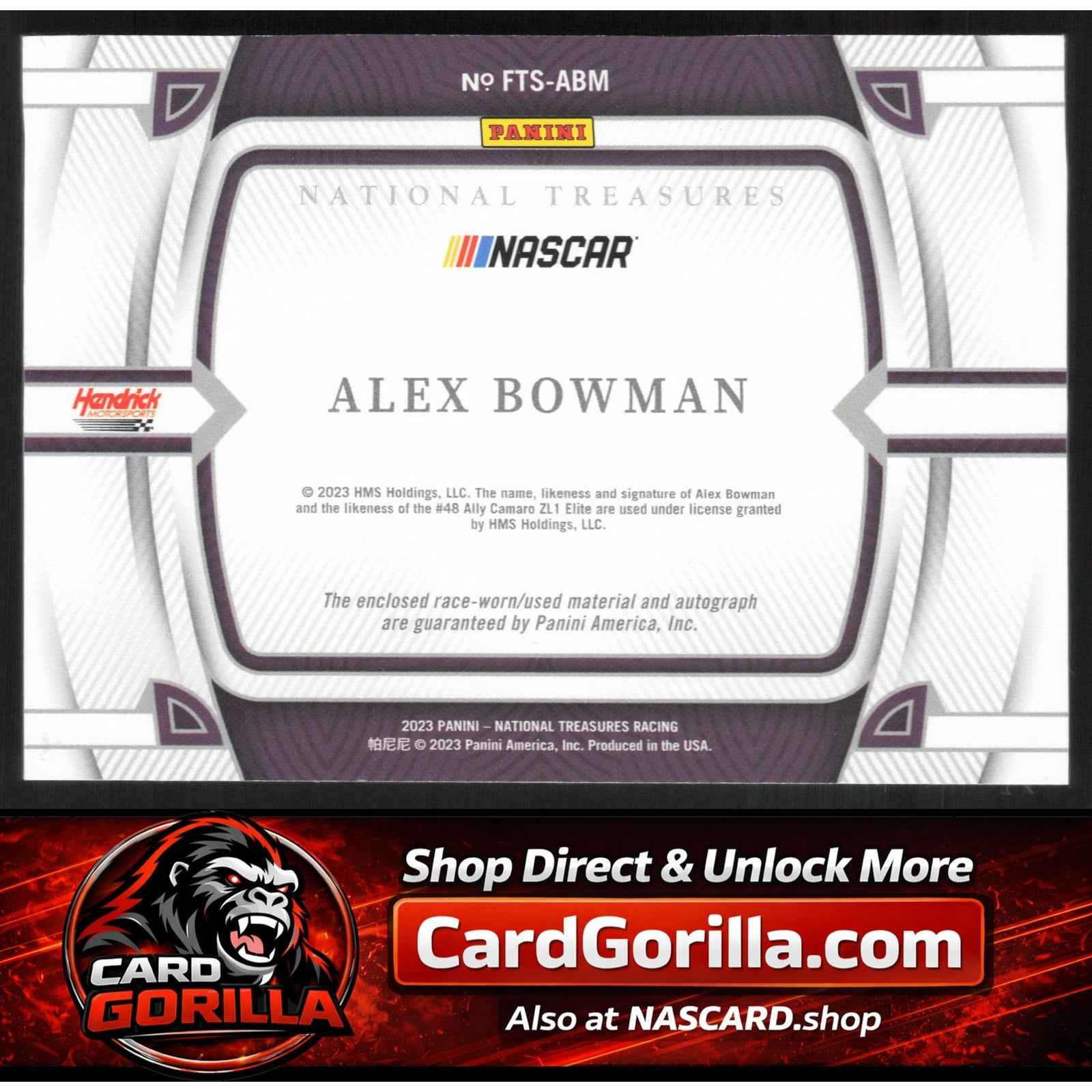 2023 Panini National Treasures Alex Bowman Firesuit Treasures Signatures #/99