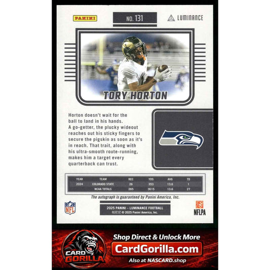 2025 Panini Luminance #131 Tory Horton Base Luminance Blue Auto RC #/50