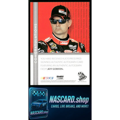 2013 Press Pass Jeff Gordon Press Pass Signings Gold #/5 - Card Gorilla
