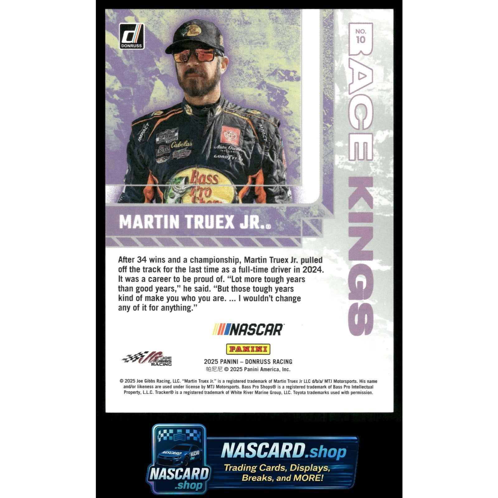 2025 Donruss #10 Martin Truex Jr. Race Kings Red Xplosion #/99