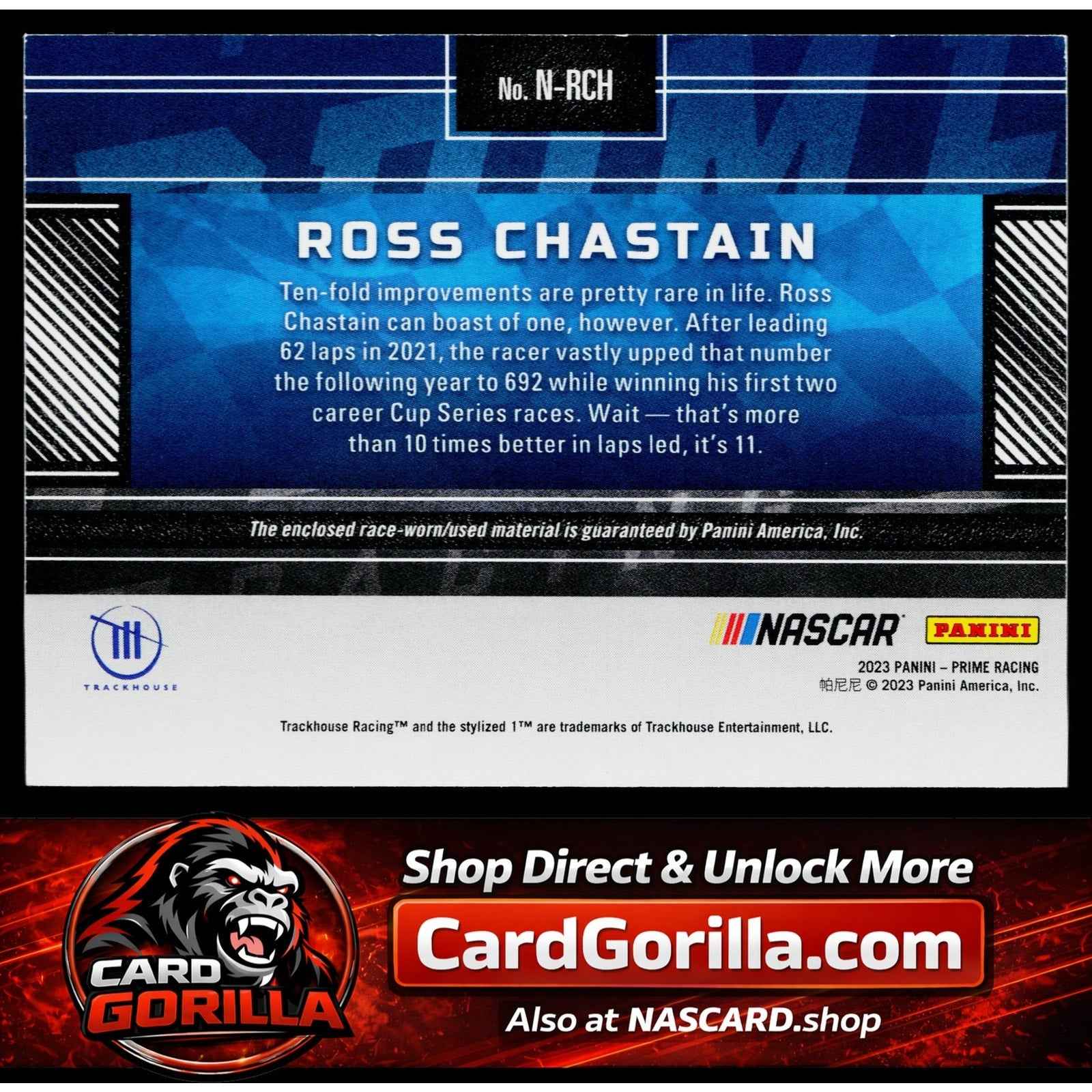 2023 Panini Prime #N-RCH Ross Chastain Names Firesuits #/99