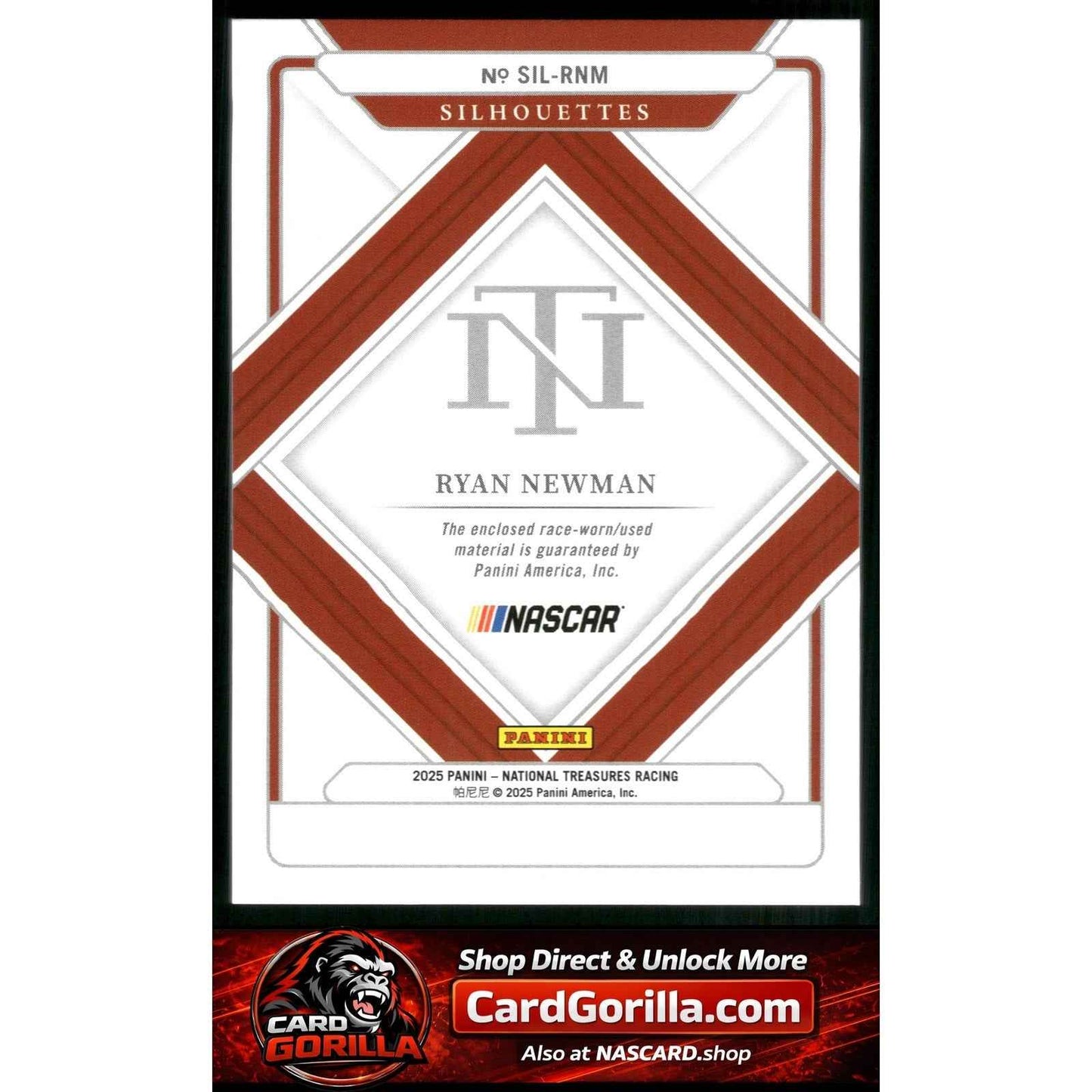 2025 Panini National Treasures #SIL-RNM Ryan Newman Silhouettes Holo Gold #/10