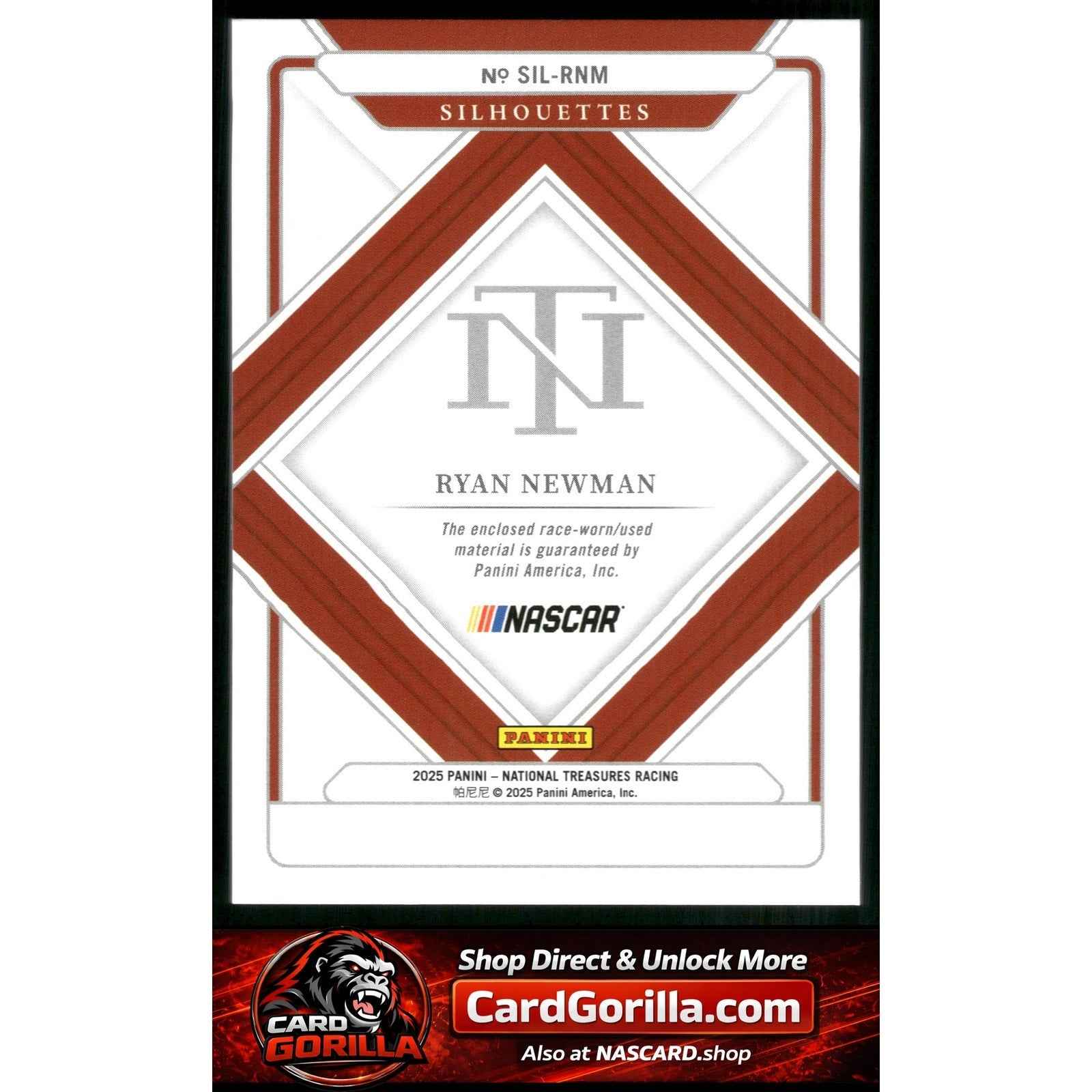2025 Panini National Treasures #SIL-RNM Ryan Newman Silhouettes Holo Gold #/10