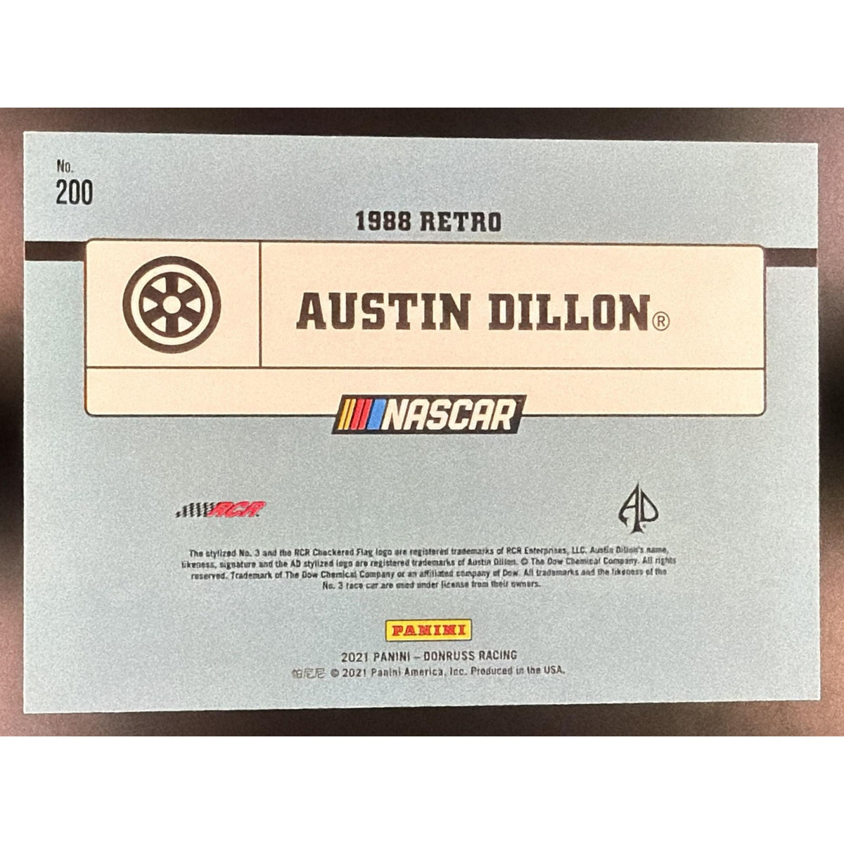 2021 Panini Donruss Austin Dillon #200 Purple 1/49