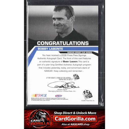 2008 Press Pass #NNO Bobby Labonte Signings Blue #/25