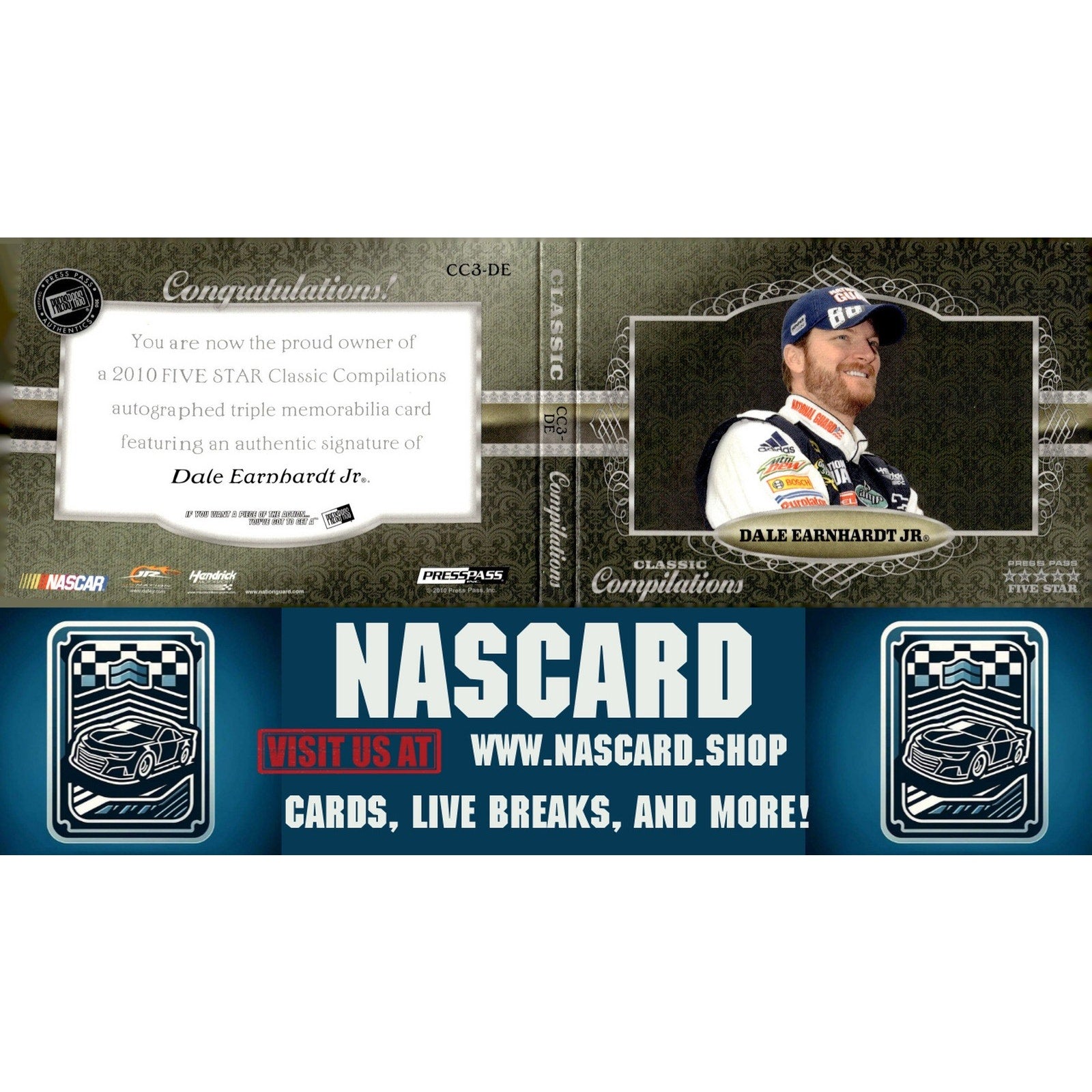 2010 Press Pass Five Star Vault Dale Earnhardt Triple Mem Autograph Booklet - NASCARD.shop