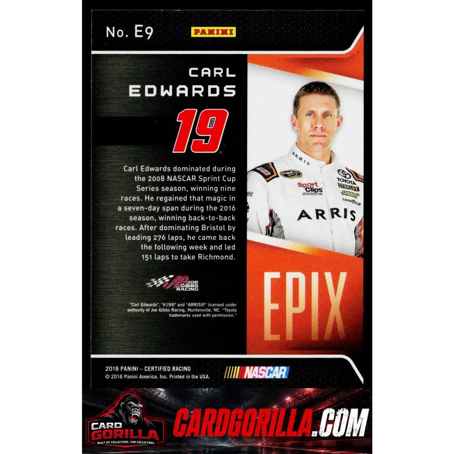 2016 Panini Certified #E9 Carl Edwards Epix Mirror Purple #/10