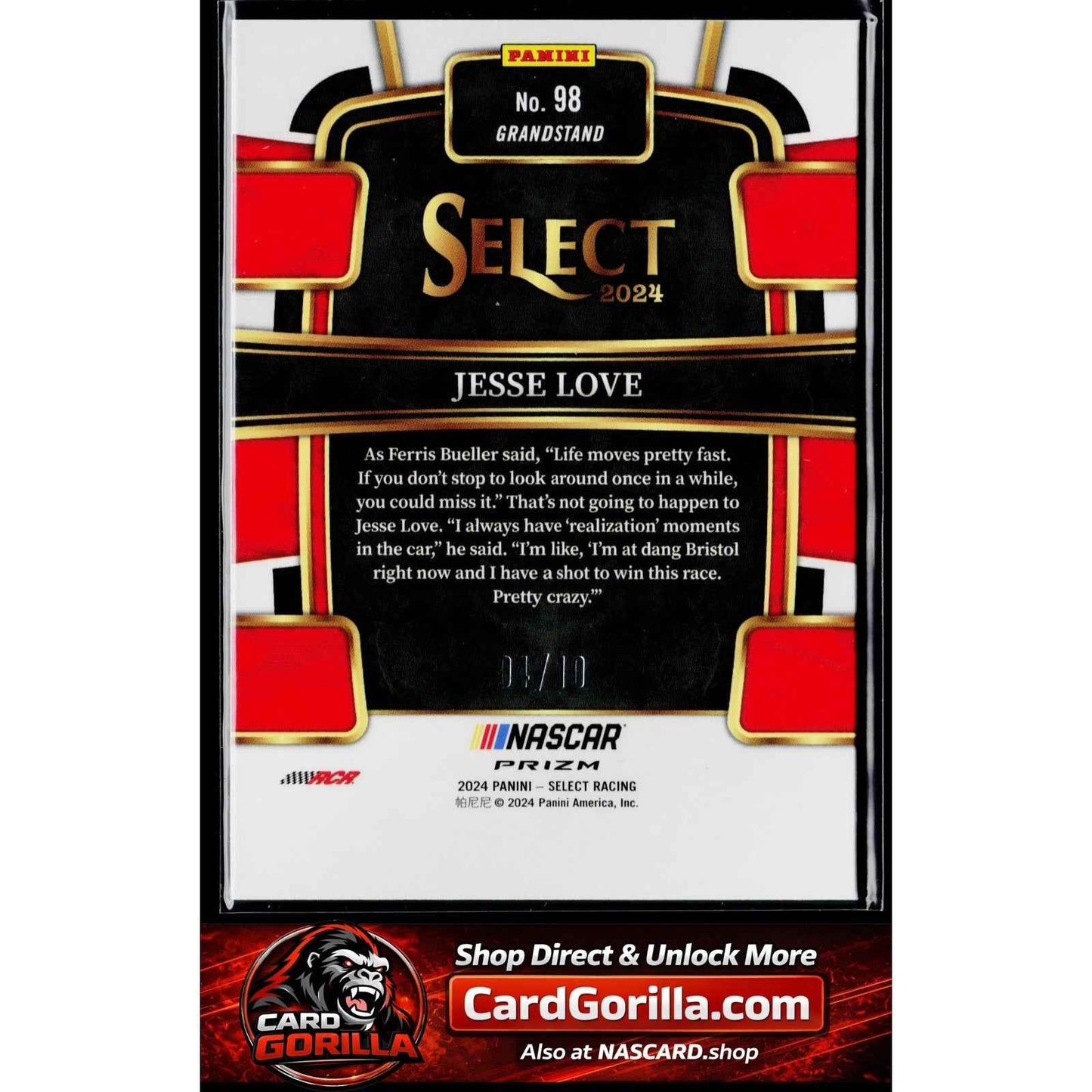 2024 Panini Select #98 Jesse Love Gold Prizms #/10