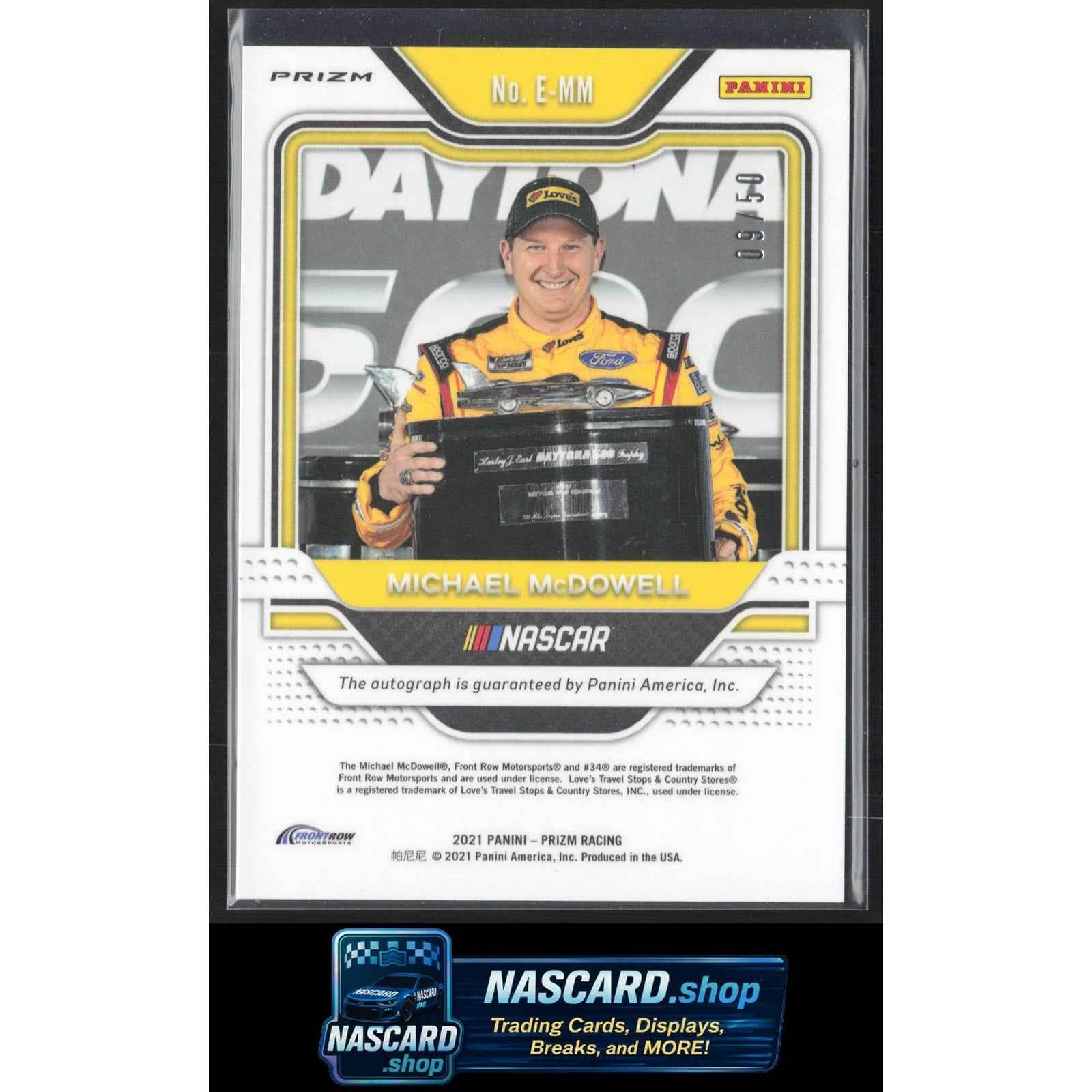 2021 Panini Prizm #E-MM Michael McDowell Endorsements Purple Velocity #/50