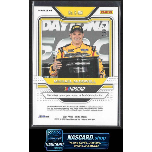 2021 Panini Prizm #E-MM Michael McDowell Endorsements Purple Velocity #/50