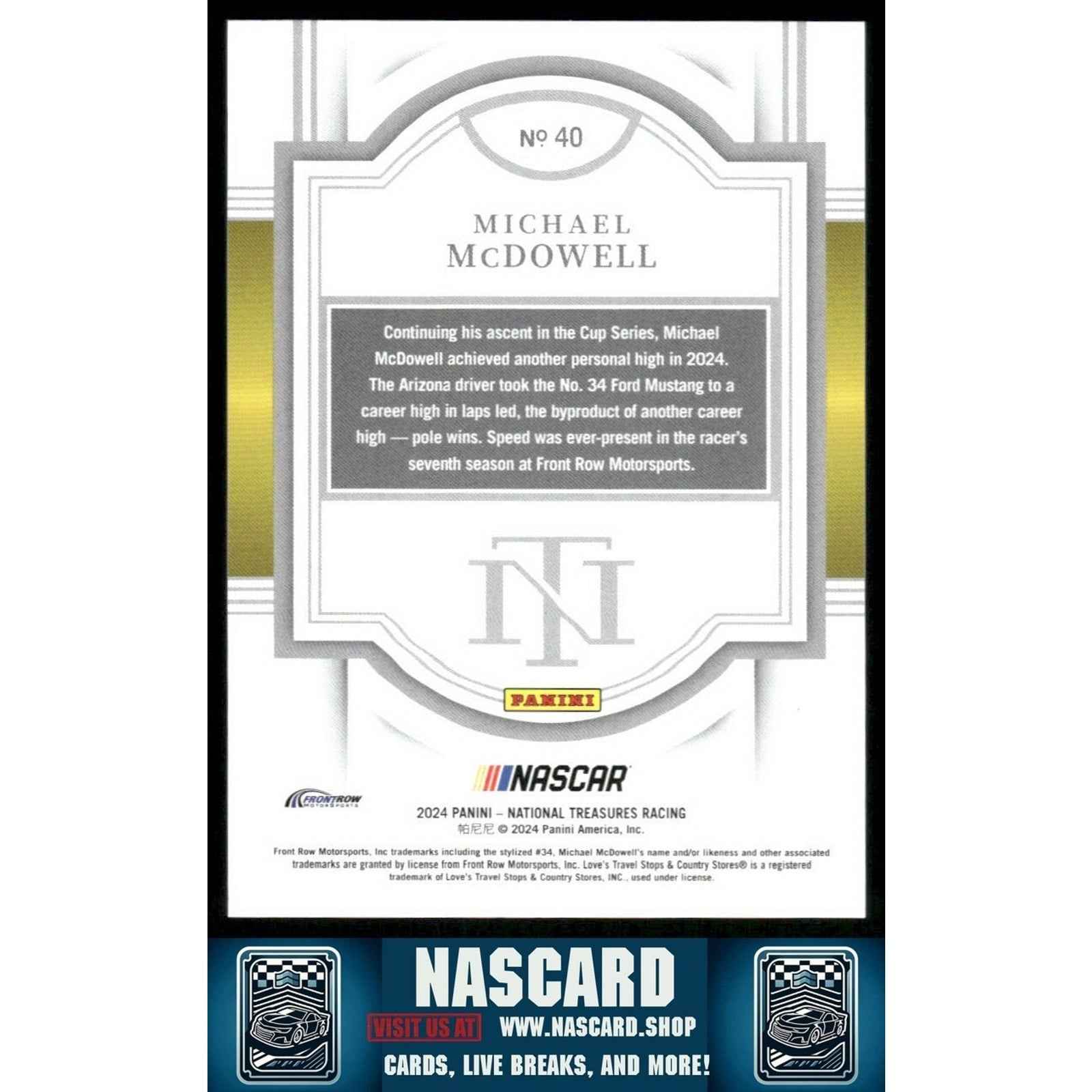 2024 National Treasures Base #40 Holo Silver Michael McDowell /25