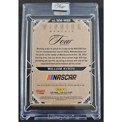 2026 Panini Turn Four Racing William Byron #20 Winning Moments Red /15 Auto