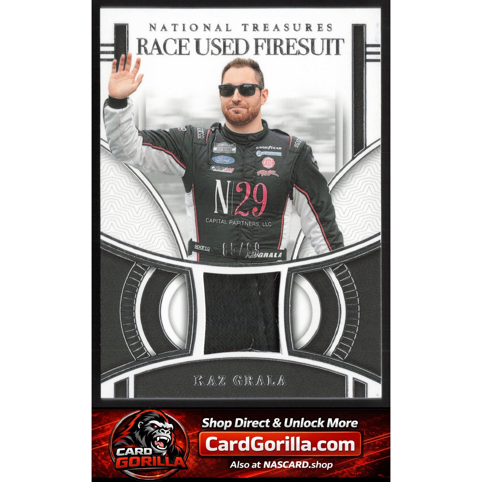 2024 Panini National Treasures #RUF-KAZ Kaz Grala Race Used Firesuit ...